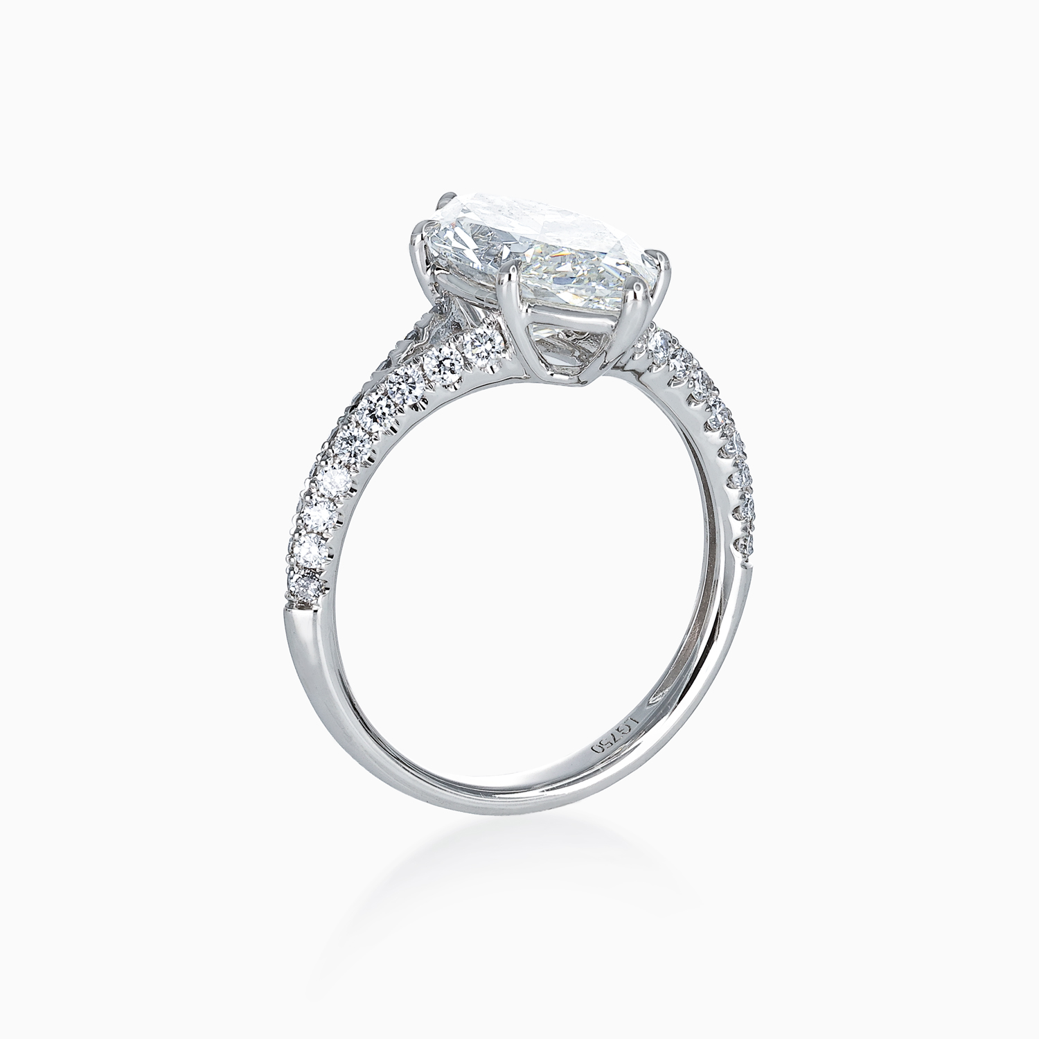 Accented Lab-Grown Marquise Diamond Split Shank Engagement Ring, 18k White Gold